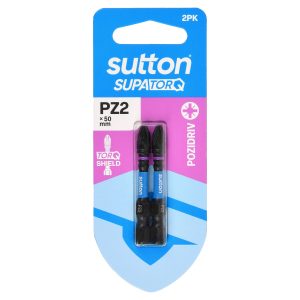 SUTTON SCREWDRIVER BIT S202 SUPATORQ POZIDRIV PZ2 50MM 2PK