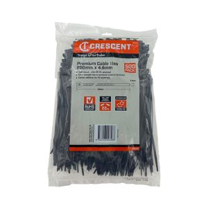 CRESCENT 200mm x 4.6mm Black Cable Ties - 500 Pk.