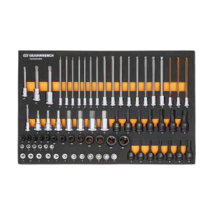 GEARWRENCH 74PC 1/4 3/8 AND 1/2 INCH DRIVE MET BIT SOCKET SET IN EVA TRAY