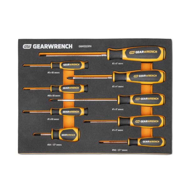 GEARWRENCH 9 PC PHILLIPS DUAL MAT SCREWDRIVER SET IN EVA TRAY