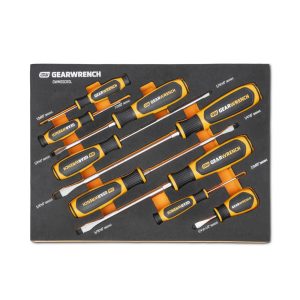 GEARWRENCH 9PC SLOTTED DUAL MAT SCREWDRIVER SET IN EVA TRAY