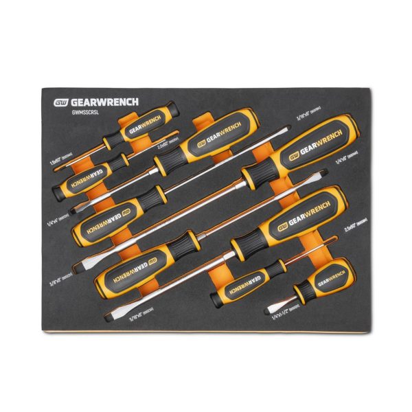 GEARWRENCH 9PC SLOTTED DUAL MAT SCREWDRIVER SET IN EVA TRAY GEARWRENCH 9PC SLOTTED DUAL MAT SCREWDRIVER SET IN EVA TRAY