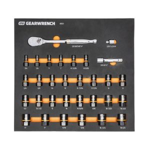 GEARWRENCH 31PC 3/8IN DR 90T RATCHET AND BOLT BITER SOCKET SET IN EVA TRAY