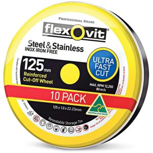 125 x 1.0 x 22.23mm A46T-T41 CUTTING DISC INOX 10PK TIN FLEXOVIT