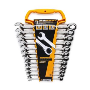 GEARWRENCH 12 Piece 72-Tooth 12 Point Open End Ratcheting Metric Wrench Set