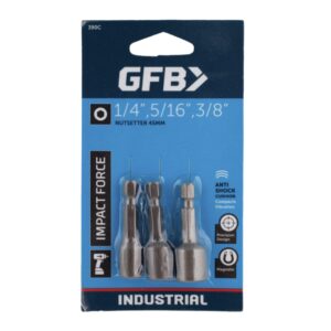 GFB390 MAGNETIC 45mm NUTSETTER SET 1/4'' 3/8'' 5/16''