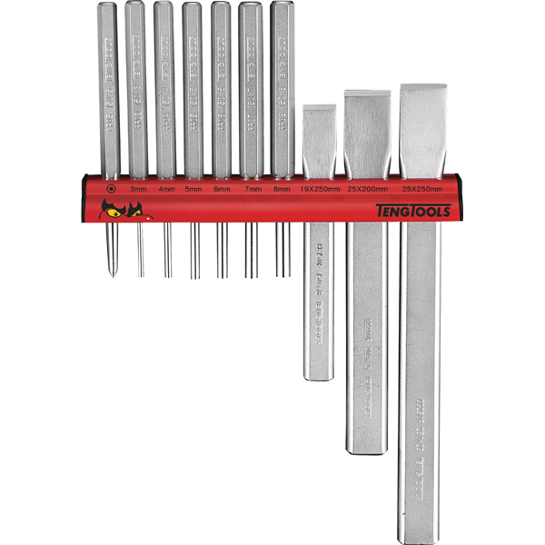 Teng 10pc Punch & Chisel Set w/ Wall Rack Teng 10pc Punch & Chisel Set w/ Wall Rack