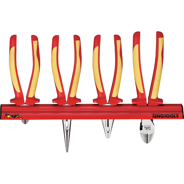Teng 4pc 1000v VDE Plier Set W/Wall Rack Teng 4pc 1000v VDE Plier Set W/Wall Rack