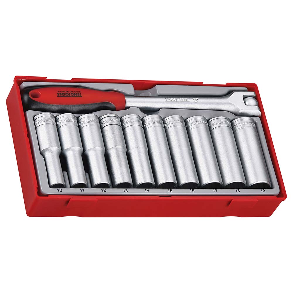 Teng 11pc 1/2in Dr. Deep Skt Set 10-19mm - TC-Tray