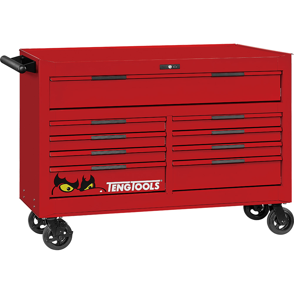 Teng Pro35 53in Roller Cabinet 9 Drawers Red