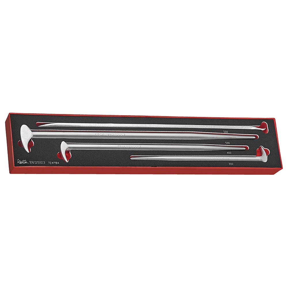 Teng 4pc Roll/Heel Bar Set w/Tyre Lever - TEX-Tray