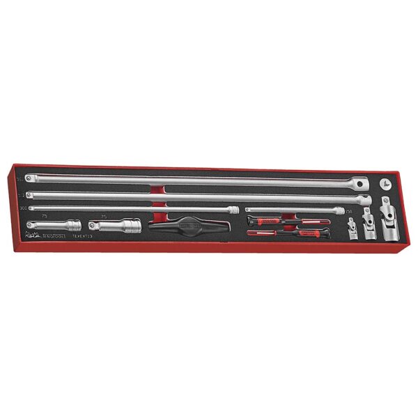 Teng 13pc 1/4-3/8-1/2in Dr. Ext Bar & Acc Set-TEX-Tray Teng 13pc 1/4-3/8-1/2in Dr. Ext Bar & Acc Set-TEX-Tray