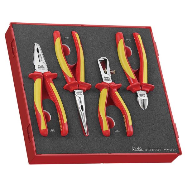 Teng 4pc MB 1000V VDE Plier Set - TED-Tray Teng 4pc MB 1000V VDE Plier Set - TED-Tray