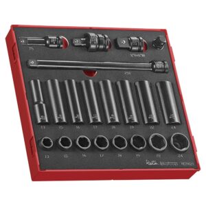 Teng 21pc 1/2in Dr. Metric Imp. Skt & Acc. Set - TED-Tray
