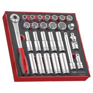 Teng 27pc 1/2in Dr. Skt & Acc Set 10-24mm - TED-Tray