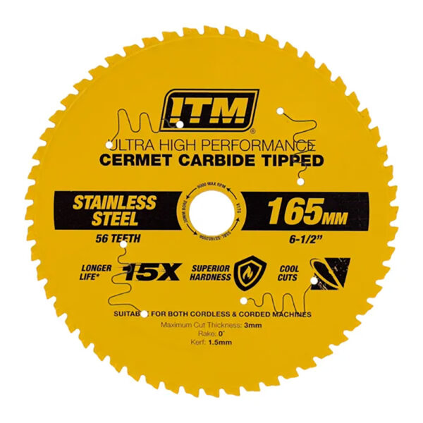 ITM 165mm SS Metal Cutting Blade Cermet Carbide Tipped 56T ITM 165mm SS Metal Cutting Blade Cermet Carbide Tipped 56T