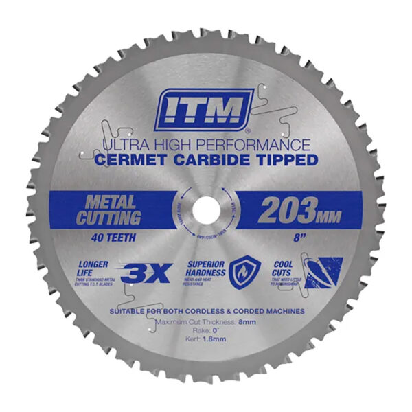 ITM 203mm Metal Cutting Blade Cermet Carbide Tipped 40T ITM 203mm Metal Cutting Blade Cermet Carbide Tipped 40T