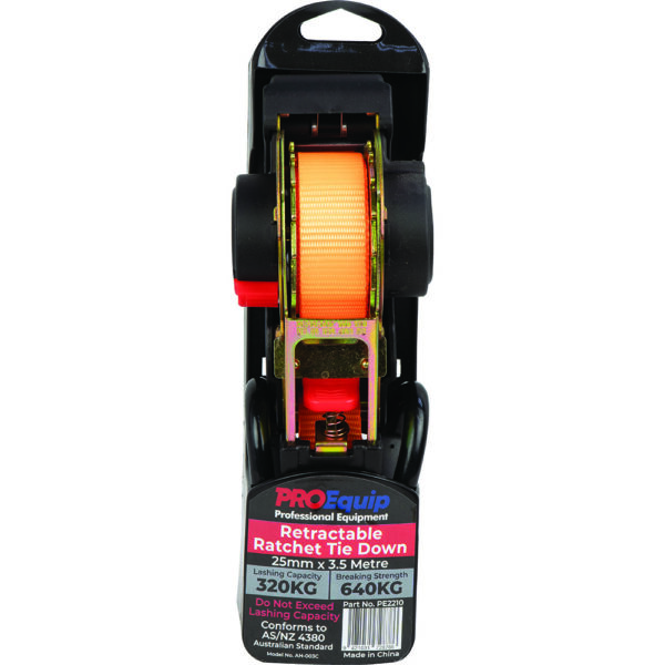 ProEquip Auto Ratchet Tie Down Strap 25mm x 3.5M LC320kg ProEquip Auto Ratchet Tie Down Strap 25mm x 3.5M LC320kg
