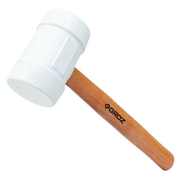 Groz Rubber Mallet 16oz-White Head- Hickory Wood Handle 14in Groz Rubber Mallet 16oz-White Head- Hickory Wood Handle 14in
