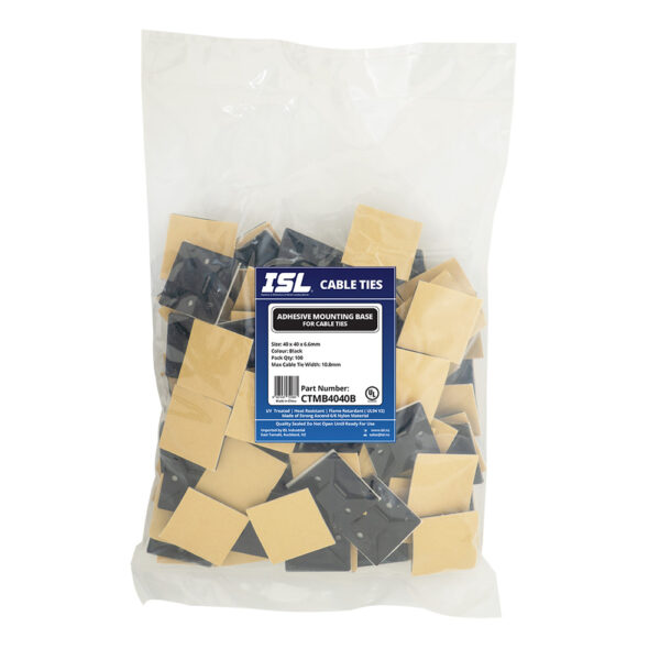 ISL 40x40mm Cable Tie mounting Base - Black - 100pk ISL 40x40mm Cable Tie mounting Base - Black - 100pk