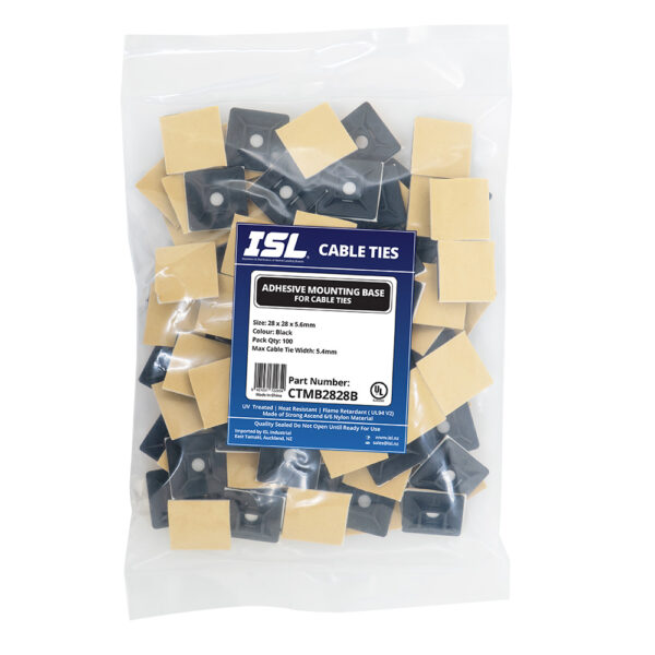 ISL 28x28mm Cable Tie mounting Base - Black - 100pk ISL 28x28mm Cable Tie mounting Base - Black - 100pk