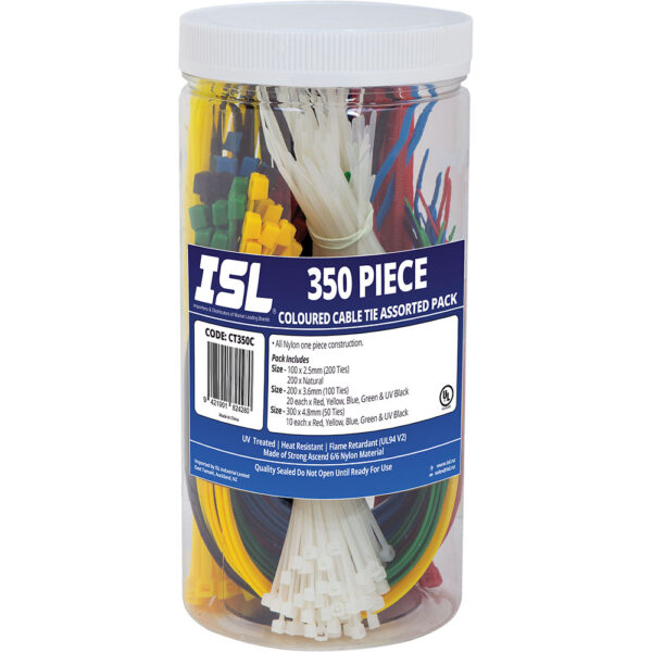 ISL 350pc ISL Coloured Cable Tie Assorted Pack ISL 350pc ISL Coloured Cable Tie Assorted Pack