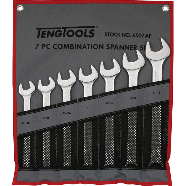 Teng 7pc Combination AF Spanner Set w/Wallet 13/16-1-1/4in Teng 7pc Combination AF Spanner Set w/Wallet 13/16-1-1/4in