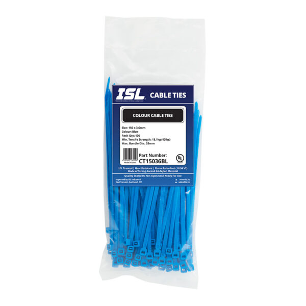 ISL 150 x 3.6mm Nylon Cable Tie - Blue - 100pk ISL 150 x 3.6mm Nylon Cable Tie - Blue - 100pk